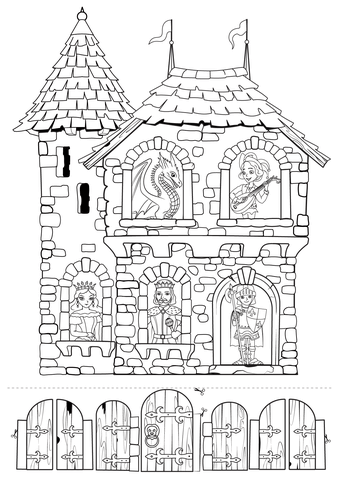 Create Castle With Surprise Characters Coloring Page